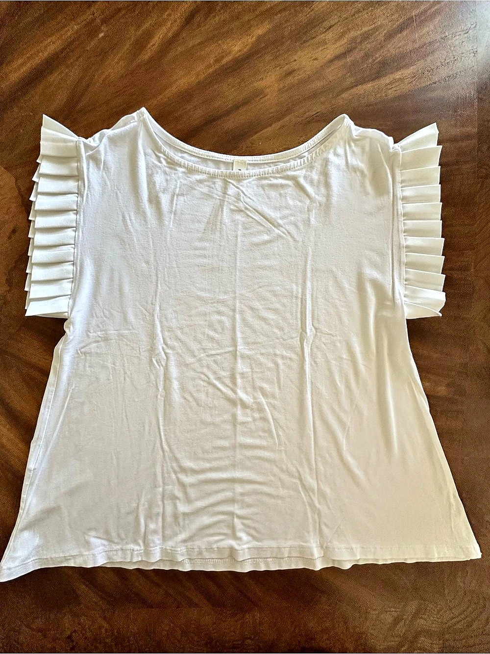 New Collection Ruffle Sleeve Blouse in White, Italian-made, Medium